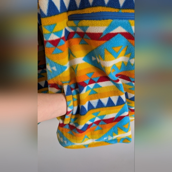 Vintage Massive Outdoor Supply Fleece Half Zip Hoodie, Blue & Orange, Size L - Picture 8 of 15